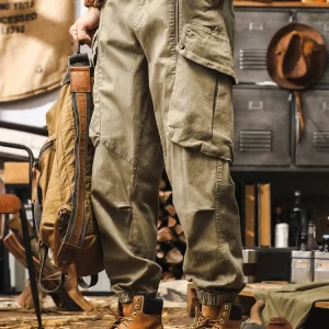 American Retro Khaki Workwear Pants Men's Spring Trendy Outdoor Commuting Loose Large Pocket Casual Trousers Loose Fit Cotton... - AliExpress Pants