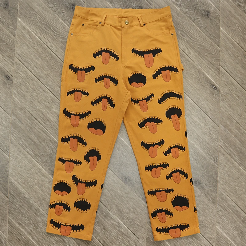 TUFF CRO Hand-Painted Pattern Workwear Long Pants Casual Spor Youth Faion Straight Leg Jeans mid Waist Fit - AliExpress Pants