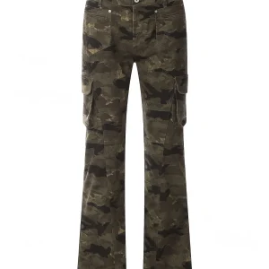 Retro American Men's High Waist Cargo Pants Multiple Pockets Camouflage Slim Fit Micro Flared Workwear Trousers for Youth - AliExpress Pants
