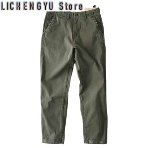 Autumn and Winter New American Retro Woven Twill Heavyweight Cargo Pants Men's Simple 97% Cotton Washed Casual Straight Trousers - AliExpress Pants
