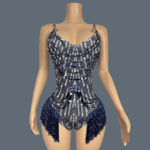 Haute Couture Sparkly Rhinestones Fringes Leotard for Sexy Women gig Dance Bodysuit Nightclub Singer Dancer Stage Wear Shensui - AliExpress Jumpsuits&Rompers