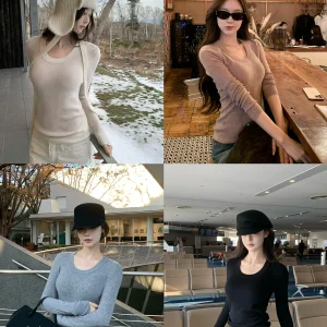Gyo 00% Wool Base irt Versatile Small U-Ne Soft Warm Long Sve Women's Sweater Casual Wear Comfortable Fit Chinese ... - AliExpress Sweaters&Jumpers