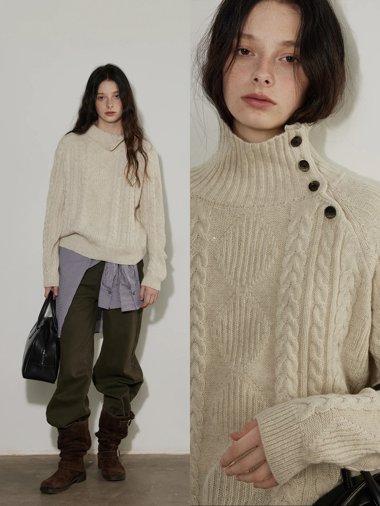 Lofi Choose Vintage Tweed High Ne Knitted Sweater Women Winter New Sle Soft Cozy Overhead Top Long Sve Regular Fit - AliExpress Sweaters&Jumpers