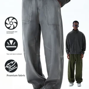 MMOPTOP Men's Casual Straight Leg Workwear Pants Spring Trendy Street Loose Versatile High Street Casual Long Trousers - AliExpress Pants