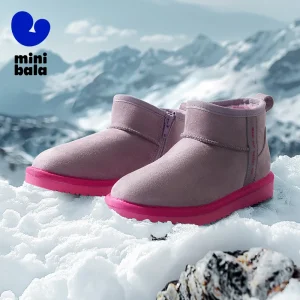 Mini Bala Kids Snow Boots 2025 Winter Mid Calf Thick Plush Lined Shoes - AliExpress Children's Shoes