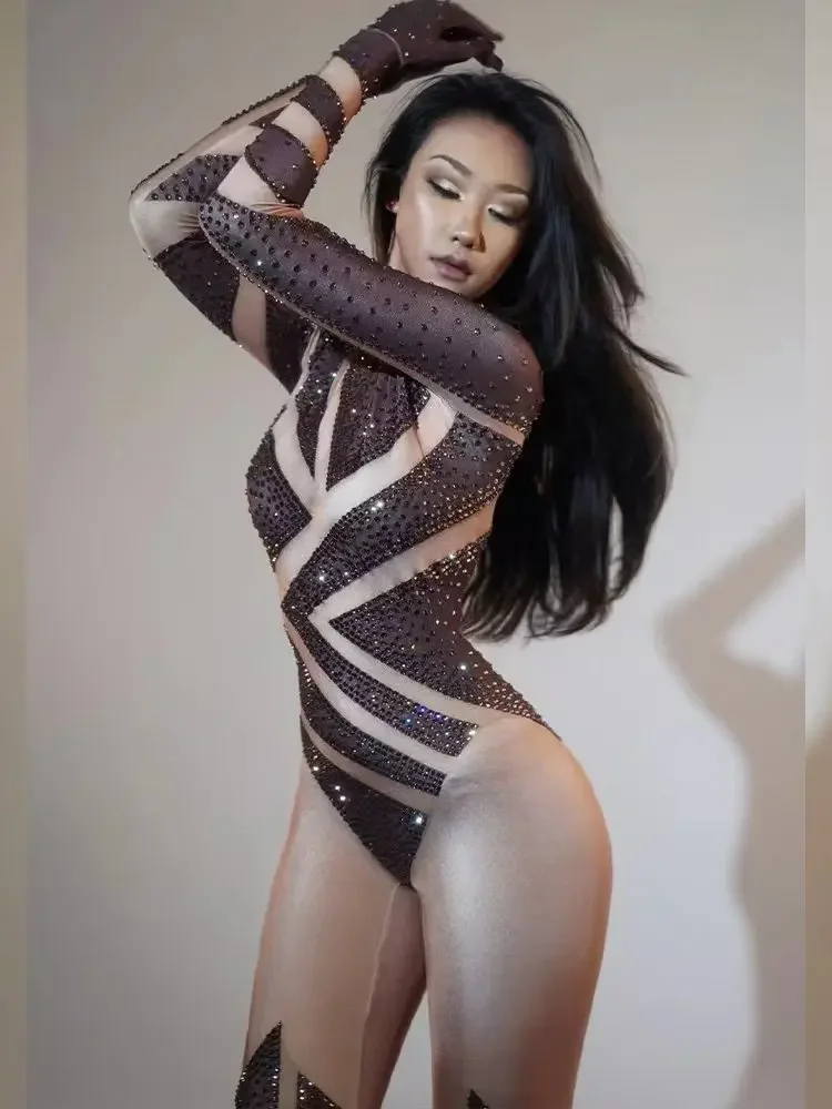 Luxury Design Sparkly Stretch Diamond Jumpsuit Women Sexy Bodysuit Concert Pole Dance Performance Wear Fashion Club Suit Dresses - AliExpress Jumpsuits&Rompers
