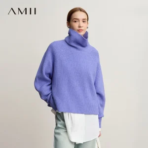 Amii Turtleneck Sweater For Woman Loose Versatile Warm Loose Sleeve Top 2025 Winter New Pullover Short Sweater Women 12554056 - AliExpress Sweaters&Jumpers