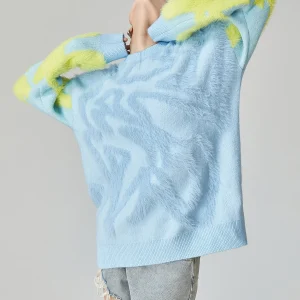 Blue Knitted Fufu Lazy Sle Women's Sweater Spring 2026 New Color Colion Aosphere Camere Top Commute Loose Fit Long S... - AliExpress Sweaters&Jumpers