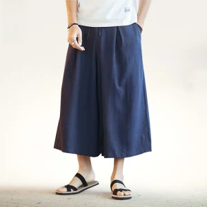 Slimming Wide Leg Pants Linen Cotton Casual Pants Draped  Color Seven-Foot Loose Skirt Harajuku Sle Loose Fit Trousers - AliExpress Pants