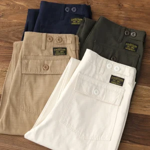 May Khaki Bamboo Pure Cotton American Retro Wide Leg Casual Loose Straight Leg Cargo Pants Men - AliExpress Pants