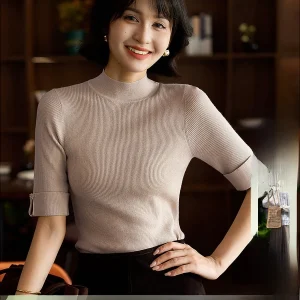 Softly Woven Tee-Color 6 Needle Fine Spun Wool Camere Knitted Sweater Soft Casual Fit for Daily Wear Commute - AliExpress Sweaters&Jumpers