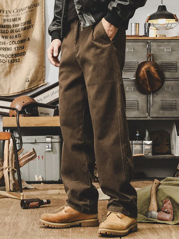 American Retro 300g Heavy Duty Workwear Pants Men's Autumn Trendy Brand Fried Wash Loose Straight Leg Casual Long Trousers - AliExpress Pants