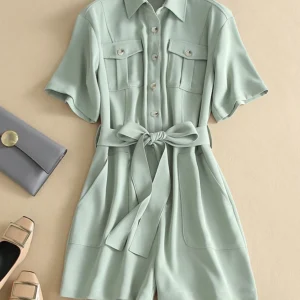 Hong Kong Sle Retro Workwear Jumpsuit Women's High Waist ort Sve Slimming Utili Pants Summer New Arrival - AliExpress Jumpsuits&Rompers