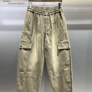 American Workwear Style Multi-Pocket Casual Pants Men Loose Straight Wide Leg Pants Personality Fashion Knife Pants - AliExpress Pants