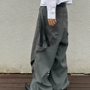 Ken Retro 3D Pleated Striped Wide Leg Men's Casual Pants High Waist Straight Tube Cotton Breathable All Season Knife - AliExpress Pants