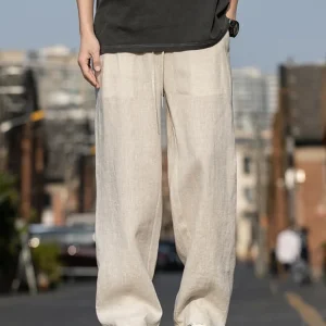 Loose Fit Linen Pants for Men Summer Thin Straight Leg Casual Trousers Breathable Comfortable Lightweight Plain Color - AliExpress Pants