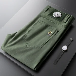 Ele een Cotton Busin Casual Pants for Men Slim Fit Embroidered Straight Leg Trousers Suitable for Commuting And Spri... - AliExpress Pants