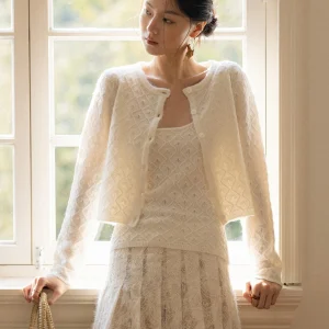 SOTHEMOS Silk And Camere Knitted Cardigan Set with Beads Tee Colors Retro Commute Sle Women's Soft Long Sve Sweater - AliExpress Sweaters&Jumpers