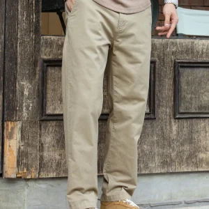 Khaki Cotton Straight Leg Casual Pants Men's Micro Elastic Pure Cotton Autumnal American Retro Workwear Faionable Urban Sle - AliExpress Pants