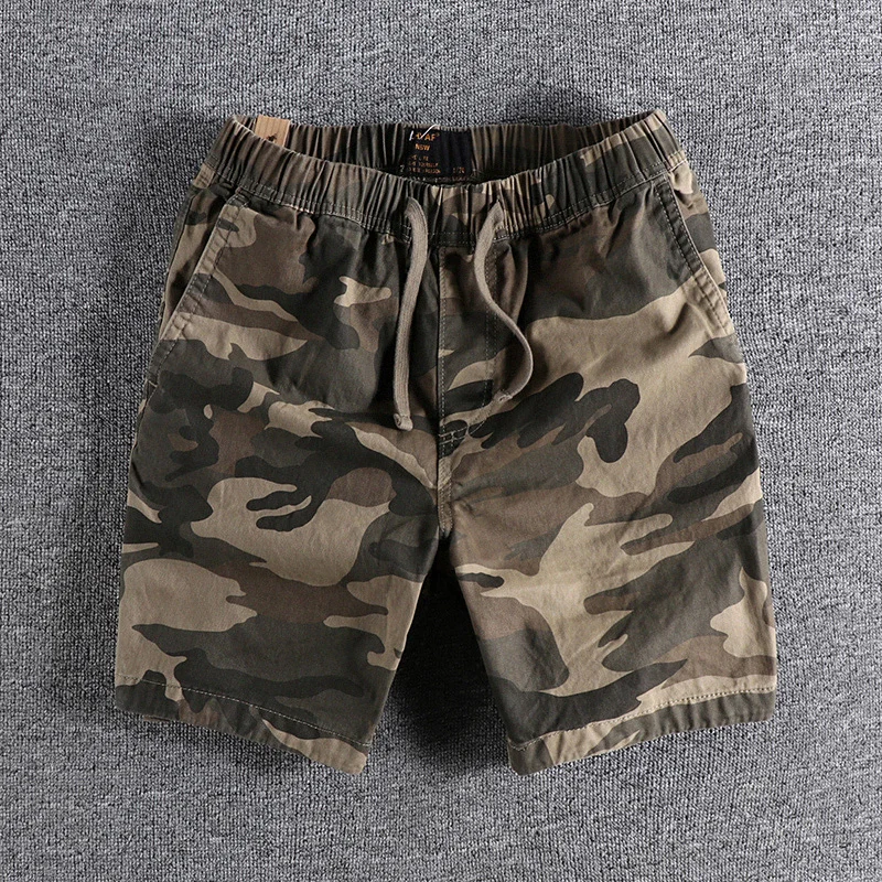 Retro American Waed Vintage Camouflage Casual orts Men Comfortable Dstring Waist Summer Youth Four-quarter Pants - AliExpress Pants