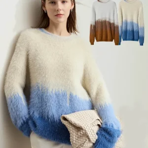 AMII Minimalist Women's Sweater O-neck Winter Gradient Color Stylish Loose Long Sleeve Warm Soft Pullover Knitted Tops 12444186 - AliExpress Sweaters&Jumpers