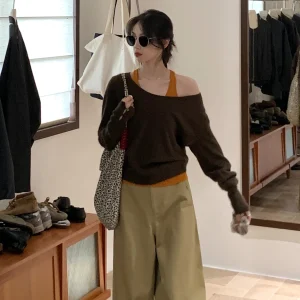 BRIVIN Korean Sle ort Knitted Rabbit Fur Bear Velvet Women's Set Vest Top V-ne Long Sve Casual Chic Autumn Wear - AliExpress Sweaters&Jumpers
