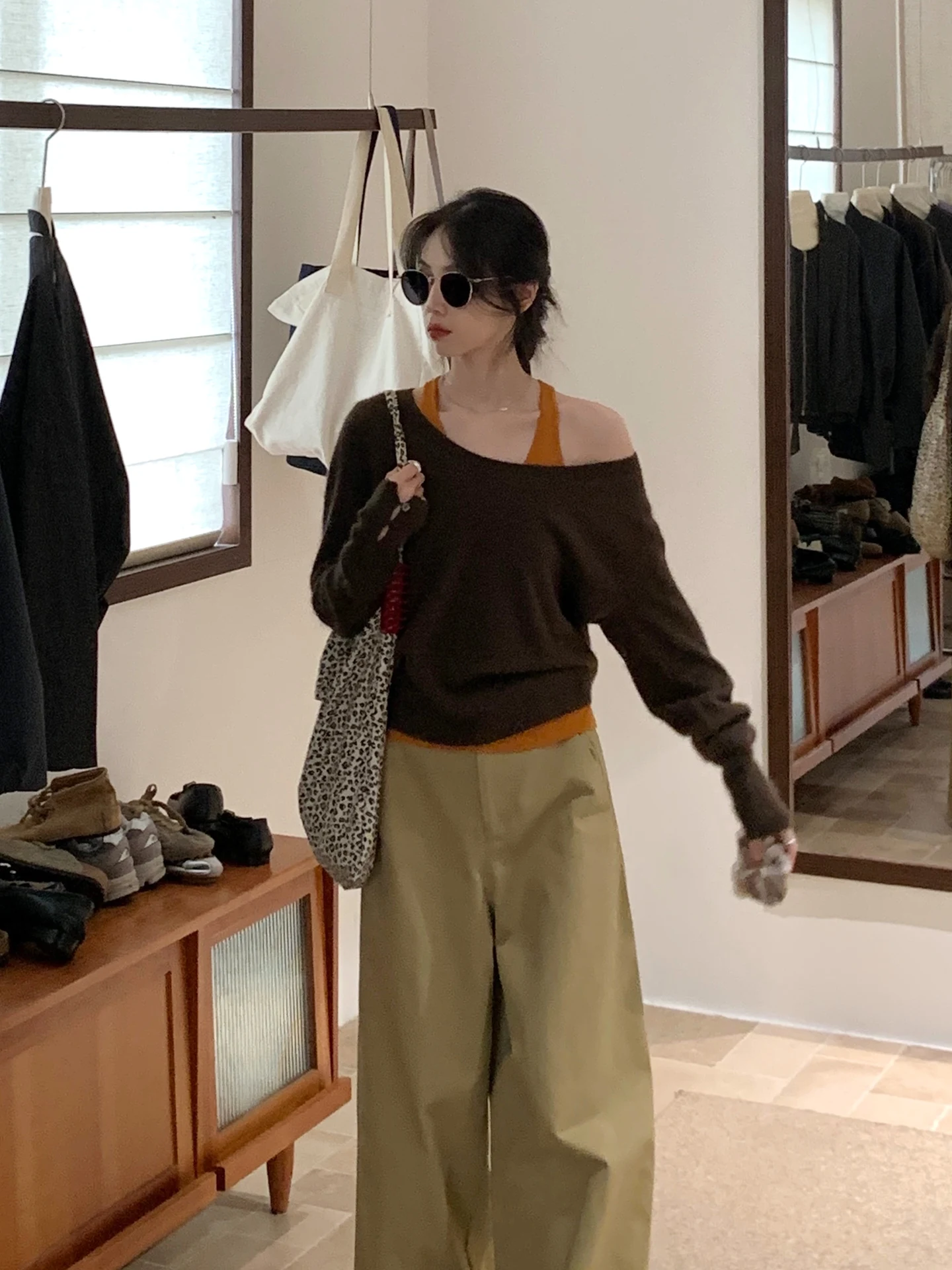 BRIVIN Korean Sle ort Knitted Rabbit Fur Bear Velvet Women's Set Vest Top V-ne Long Sve Casual Chic Autumn Wear - AliExpress Sweaters&Jumpers