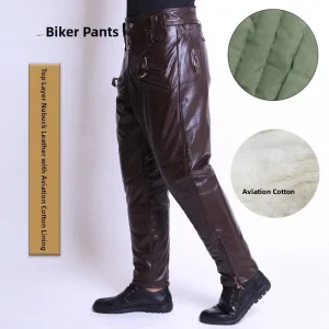 Men's Pilot Leather Pants Thiened Fce Lined Loose Fit Winter Motorcycle Biker Trousers Casual Busin Sle Long Pants - AliExpress Pants