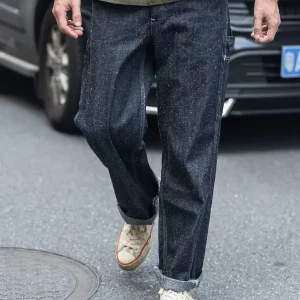Non Stock Neppy Denim & Hickory Stripe Carpenter Pants Straight Leg Workwear Painter Trousers - AliExpress Pants