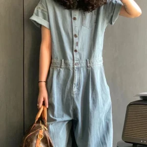 Mu Chujian Original Artistic Casual Loose ort Sve Onesie Cotton Commute Sle Low Waist Long Pants Spring New Arrival - AliExpress Jumpsuits&Rompers