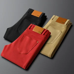 Light luxury khaki pants men autumn winter thick casual pants slim slim straight leg men simple all-in-one business pants - AliExpress Pants