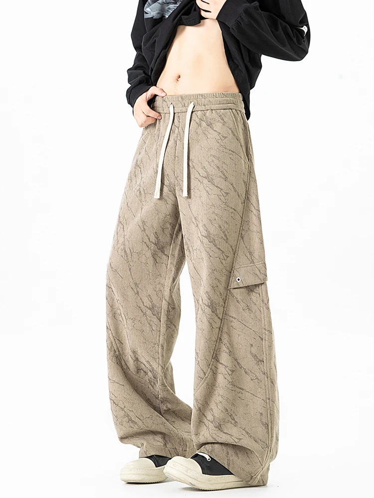 MMOPTOP Men's Casual Loose Straight Leg Pants Dyed Texture Drapey Workwear Long Trousers Autumn Winter Wear Resistant Breathable - AliExpress Pants