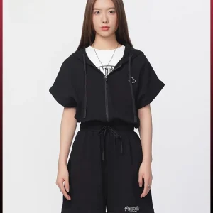 Fun Casual Spor Hat Jumpsuit Women's Summer New Bla ort Sve Zipper Dstring Waist High Waist Cotton Fabric Jumpsuit - AliExpress Jumpsuits&Rompers