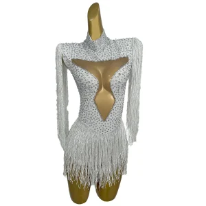 Mono Mujer Sexy White Rhinestone Tassel One Piece Bodysuit Ladies Hollow Out Crystal Stage Performance Jumpsuit Party Playsuits - AliExpress Jumpsuits&Rompers