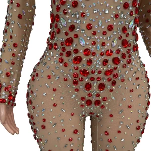 Sparkly Rhinestone See Through Mesh Tight Fitting Jumpsuit Women Stage Celebrate Show Wear Night Party Outfit Catsuit Tiaoliao - AliExpress Jumpsuits&Rompers