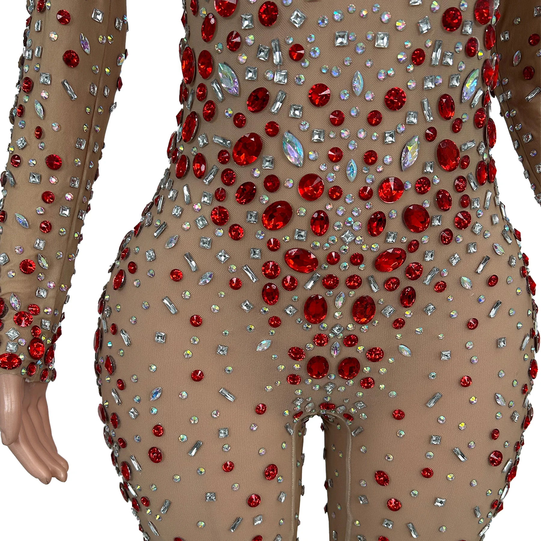 Sparkly Rhinestone See Through Mesh Tight Fitting Jumpsuit Women Stage Celebrate Show Wear Night Party Outfit Catsuit Tiaoliao - AliExpress Jumpsuits&Rompers