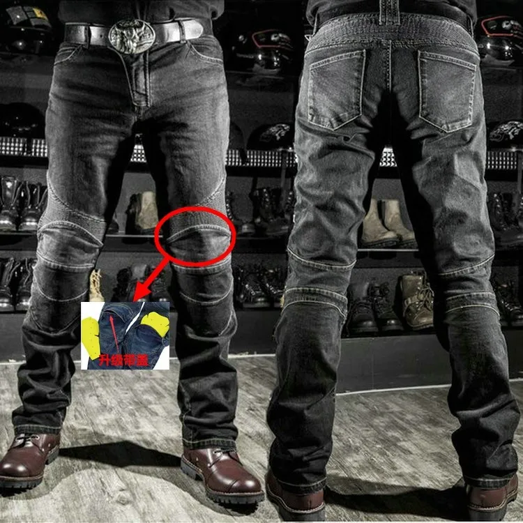 Motorcycle riding straight jeans racing anti-drop motorcycle travel four seasons locomotive belt protective gear - AliExpress Pants