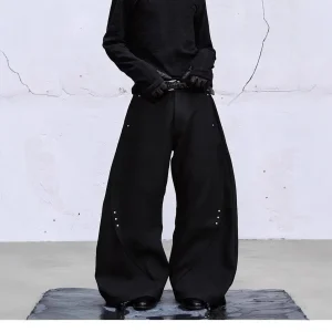 High-End Feelcropped Studded Casual Trousers For Men Trendy American Style Draped Clean Fit Loose-Fit Wide-Leg Long Pants - AliExpress Pants