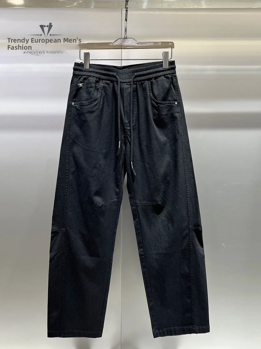 Spring Summer Trendy Straight Leg Casual Pants Men's Loose Fit Wide Leg Long Trousers Pure Color Casual Fashionable - AliExpress Pants