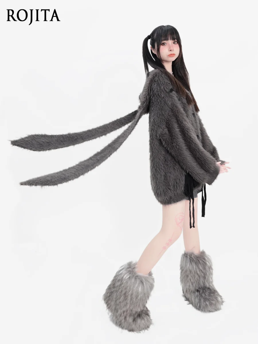 Rabbit Hooded Cardigan Plush Faux Mink Thick Sweater Loose Single-Breasted Top for Autumn and Winter Cardigan Women - AliExpress Sweaters&Jumpers