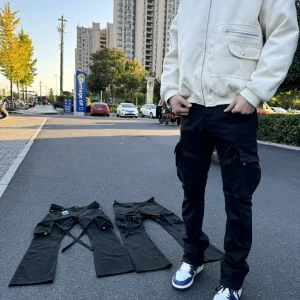 Waed Vintage Belted Trousers Casual Loose Fit Flared Leg Men's Cotton Straight Leg Pants Autumn Seasonal Faion Tansuocz - AliExpress Pants