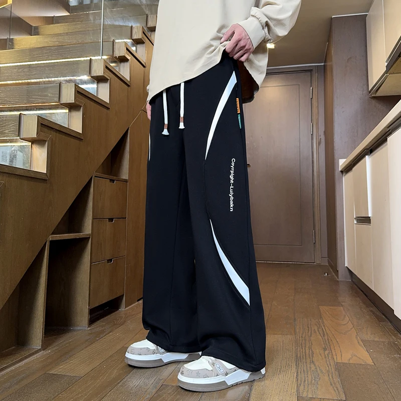 Loose Straight Leg Casual Pants Men's Spring New Sle Rope Tied Sports Youth Versatile Sweatpants Casual Side ket - AliExpress Pants