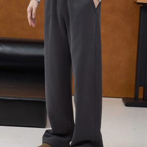 TTelen Thiened 480g Texture Fabric Fce Lined Straight Leg Cotton Sweatpants Men's Casual Trousers Fitn Commute Spor... - AliExpress Pants