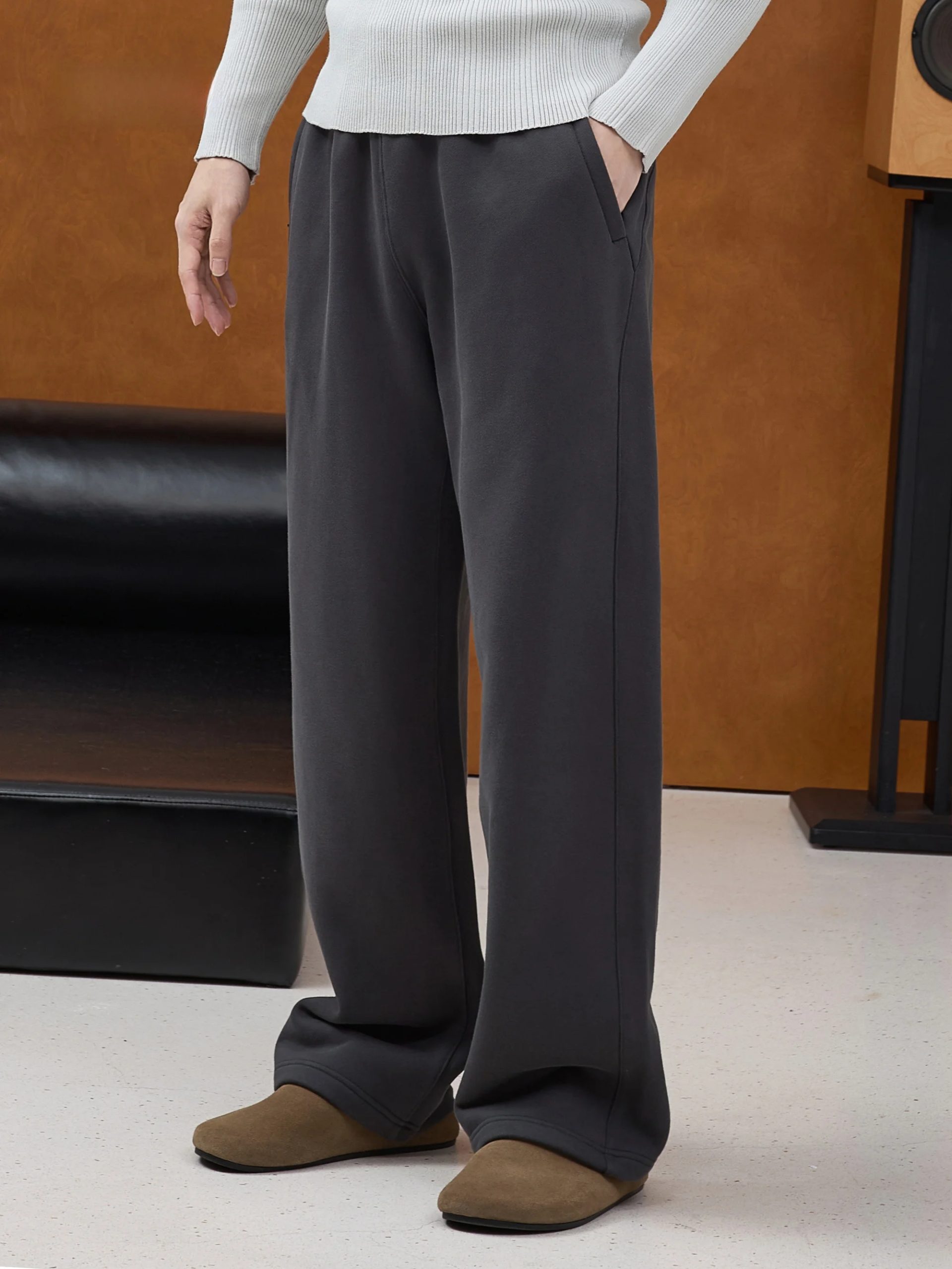 TTelen Thiened 480g Texture Fabric Fce Lined Straight Leg Cotton Sweatpants Men's Casual Trousers Fitn Commute Spor... - AliExpress Pants