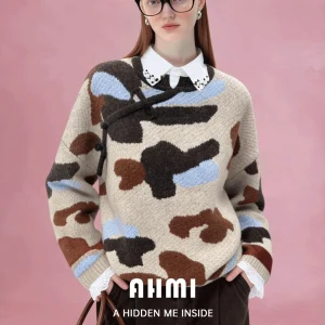AHMI Chinese Sle Loose Fit round Ne Rabbit Fur Sweater Women's Autumn Winter Casual Slimming Overhead Top - AliExpress Sweaters&Jumpers