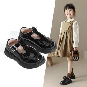 New Girls Leather Shoes Princess Fashion Cowhide Thick Sole Casual Children Dance Performance British Style Kids Party Moccasins - AliExpress Children's Shoes