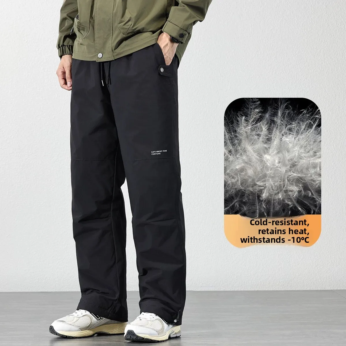Men's down Pants Winter New Loose Fit White Du down Thermal Outdoor Climbing Trousers Youth Casual Long Straight Leg Trousers - AliExpress Pants