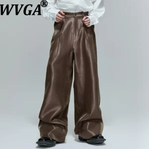 WVGA Spring Autumn New Men's Tide Wrinkled Trendy Elastic High Waist Straight Fashion Niche Chi Casual Wide-leg Pants Ins W12862 - AliExpress Pants