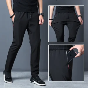 Men's Casual Pants Stretch Slim Fit Elastic Waist Jogger Korean Classic Blue Black Gray Male Brand Trousers Plus Size - AliExpress Pants