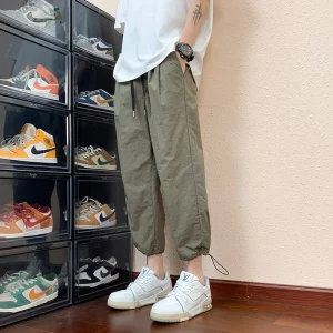 Ice Silk Men's Summer Loose Thin Seven-Eight Length Casual Sport Pants Classic Sle Nylon Fabric Cool Feeling Leisure Trousers - AliExpress Pants